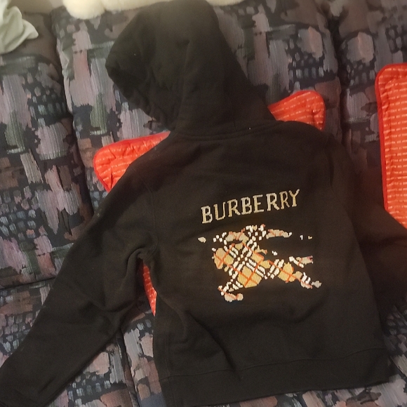 Burberry Other - Burberry Black Zip-Up Hoodie with Embroidered Design